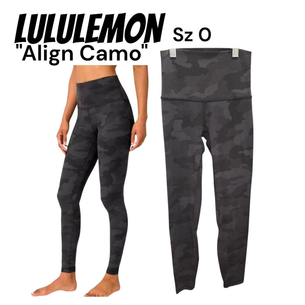 Lululemon Sz 0 Align Hi Rise Camo Yoga Pilates Travel Run Logo Leggings LW5BY3S